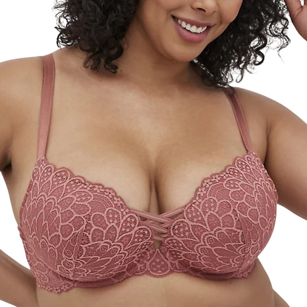 Torrid NWT XO Push-Up Plunge Bra Lace Rose Underwire Adjustable Strap Size 44DDD